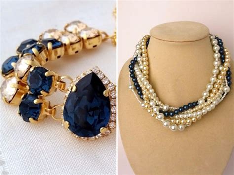 jewelry with navy blue dress